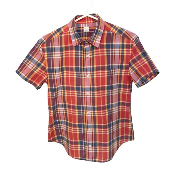 CREWCUTS 100% Cotton Red Plaid Short Sleeve Button Up Shirt Size 14 - Picture 7 of 11